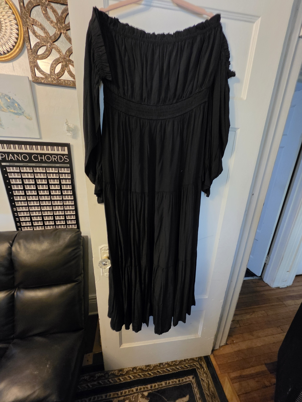 Off-Shoulder Black Maxi Dress
